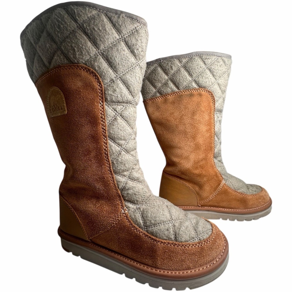 Sorel Campus Tall Winter Snow Boots Quilted Suede Pull-On Womens 7.5 Gorpcore - Picture 4 of 12